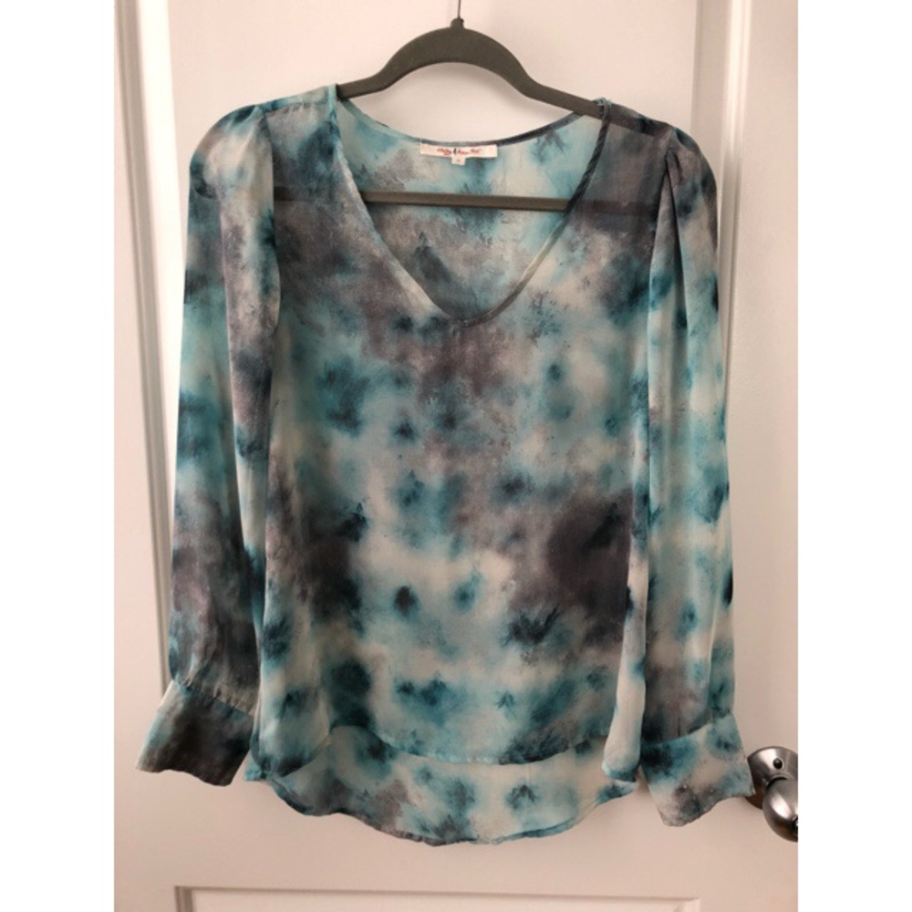 Blue tie-dye blouse